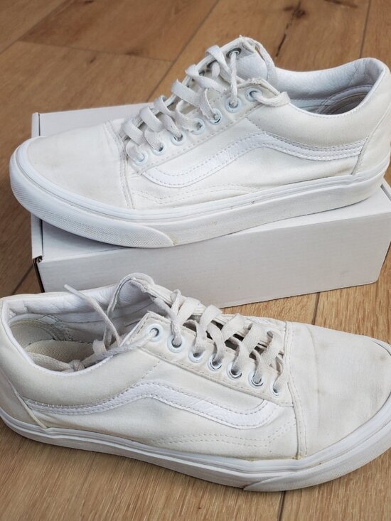 Vans Off The Wall Old Skool Low Top Sneakers Mens Size 7 Womens 8.5 White READ - Picture 1 of 9